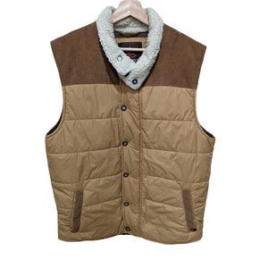Prana Tan Quilted Vest with White Collar